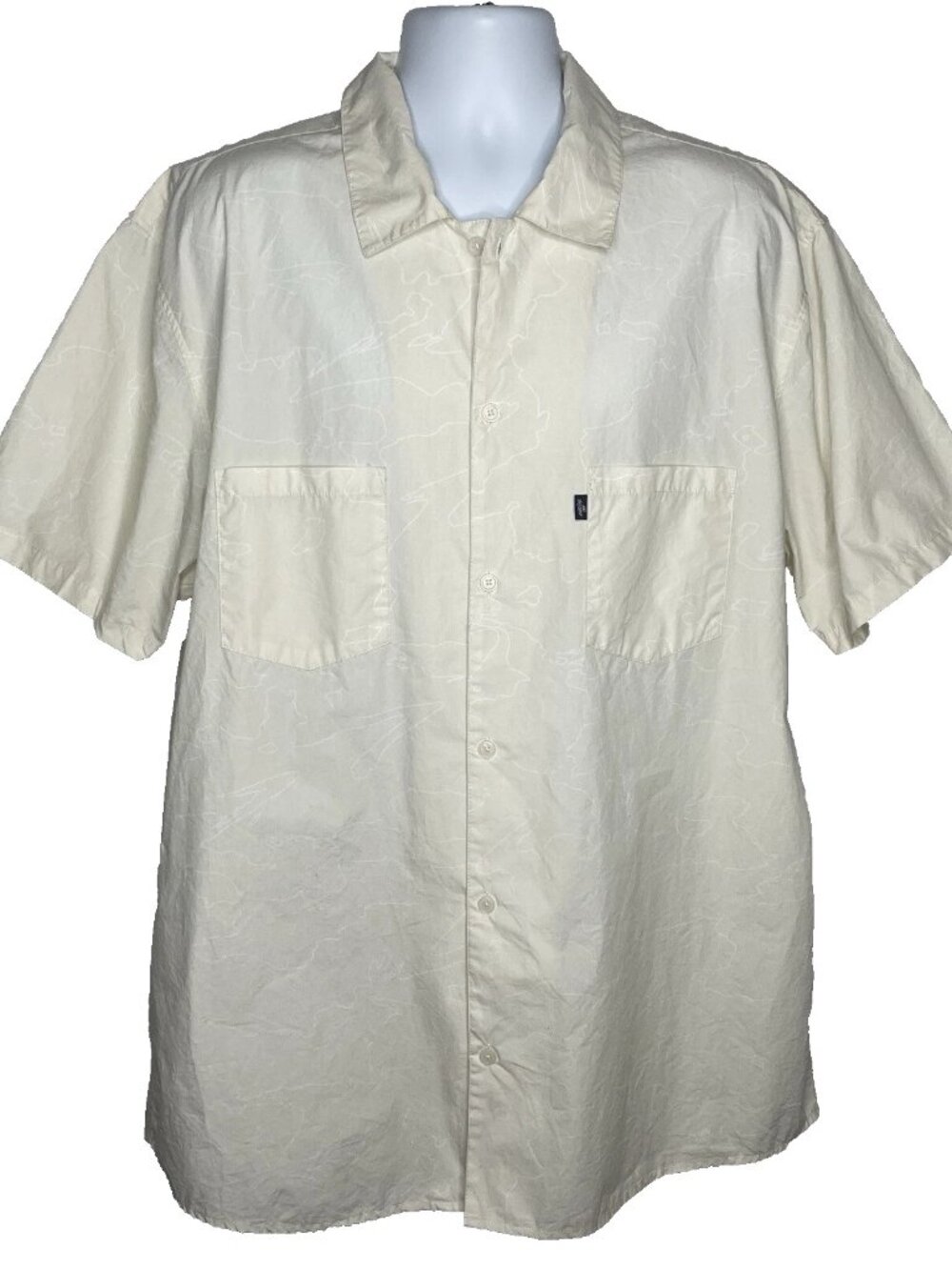 100 Thieves Button Up Shirt Size 4XL Ivory Cream White Abstract Print Streetwear